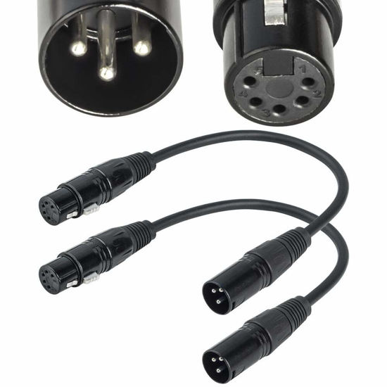 Picture of SiYear XLR Male 3 Pin to XLR Female 5 Pin DMX 512 Turnaround DMX Stage Light Cable, XLR3M to XLR5F Adaptor Cable (12inch / 2Pack)