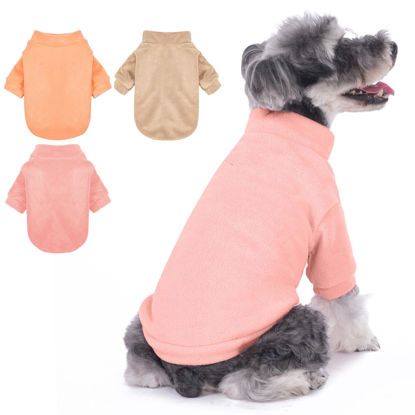 Picture of GYALAPERI Dog Sweater, 3 Pack Dog Sweaters for Small Dogs Girl Boy, Ultra Soft Warm Puppy Clothes Dog Coat for Winter (Peach+Lt Camel+Pink, Medium)