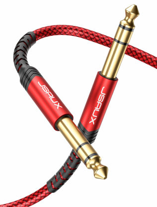 Picture of JSAUX 1/4 Inch Guitar Instrument Cable 20FT, 6.35mm (1/4) TRS to 6.35mm (1/4) TRS Stereo Audio Cable Male to Male Straight-to-Straight for Electric Guitar, bass Guitar, Electric Mandolin-Red