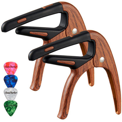 Picture of Guitar Capo for Acoustic and Electric 6 String Guitars (2 Pack Roswood Capo)