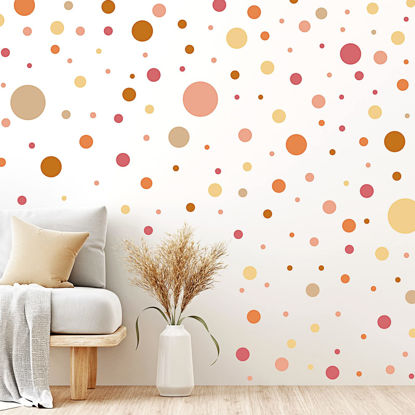 Picture of Zonon 264 Pieces Polka Dots Wall Sticker Circle Wall Decal for Kids Bedroom Living Room, Classroom, Playroom Decor Removable Vinyl Wall Stickers Dots Wall Decals(Boho Colors)