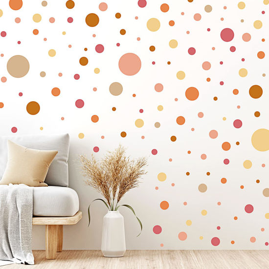 Picture of Zonon 264 Pieces Polka Dots Wall Sticker Circle Wall Decal for Kids Bedroom Living Room, Classroom, Playroom Decor Removable Vinyl Wall Stickers Dots Wall Decals(Boho Colors)