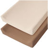 Picture of Konssy 2 Pack Muslin Changing Pad Cover for Baby Girls Boys 100% Cotton Fitted Diaper Changing Table Cover Set, Soft Changing Pad Sheets (Brown,Cream)