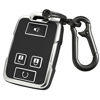 Picture of Kirsnda for GMC Key fob Cover case with Keychain,Soft TPU Key Shell/Skin,4-Buttons fit Chevy Colorado Silverado Suburban Tahoe Silverado Remote Key Vehicle Accessories(Black Silver)