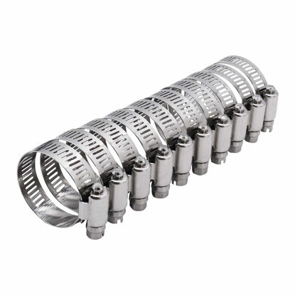 Picture of Roadformer 1.25" Worm Gear Hose Clamp - SAE 20 Size, Full Stainless Steel with 1/2" Band Working Range 21mm - 44mm Duct Clamp Pipe Clamp Worm Drive Hose Clamp Fuel Line Clamp (10 Pack, 21mm - 44mm)