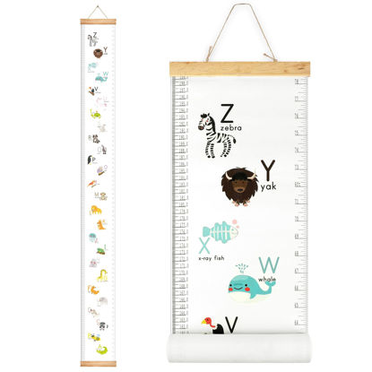 Picture of Mibote Baby Growth Height Chart Handing Ruler Wall Decor for Kids, Canvas Removable Height Growth Chart 79" x 7.9" (Letters)