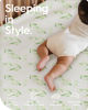 Picture of Pack N Play Sheets Fitted for Girls Boys, TotBasic Boho Mini Crib Sheets for Pack and Play/Mini Crib Mattress, Premium Soft Stretchy Jersey for Breathable Comfort - 2 Pack (Sage Green&Botanical Leaf)