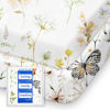 Picture of Pack N Play Sheets Fitted, TotBasic Ultra Soft Flower Mini Crib Sheets, Premium Jersey Knit Pack and Play Sheets Girl, Stretchy Play Yard Sheets for Pack and Play Mattress, 2 Pack (Flower Butterfly)
