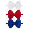 Picture of YanJie 3rd of July Hairband Nylon Baby Girl Bows with Red, White, Blue Accents - One Size Fits All Infant Toddler Headbands for Festivals, Everyday Wear, and Special Occasions - Set of 3