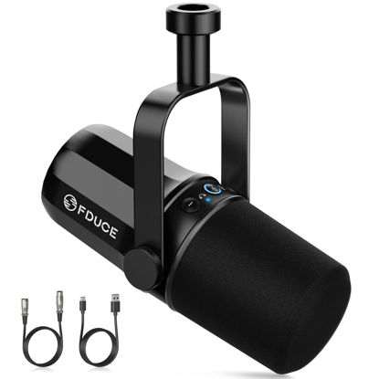 Picture of FDUCE SL40 USB/XLR Dynamic Microphone for Podcasting, Gaming, Live Streaming & Recording, Built-in Headphone Output, LED Mute Button, All Metal, Voice-Isolating Technology