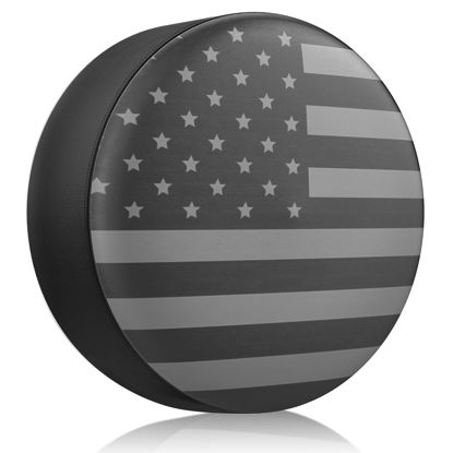 Picture of Spare Tire Cover for RV Trailer, Waterproof Leather Wheel Cover with American USA Flag, Camper Spare Tire Cover Fit for Jeep Wrangler Rv SUV Truck Travel Trailer 17"