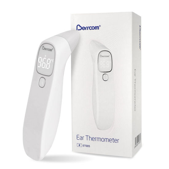 Picture of Berrcom Forehead and Ear Thermometer for Adults and Babies, Digital No-Touch Medical Thermometer with LED Display, 1s Instant Reading, Contactless Temperature Thermometer, Auto Shut-Off