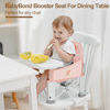 Picture of Baby Travel Booster Seat with Double Tray, BabyBond Upgraded Toddler Portable Baby Chair, Booster Seat for Dining Table, Stable and Foldable Booster Baby Chair for Indoor/Outdoor (Pink Dinosaur)