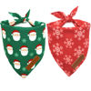 Picture of Realeaf Christmas Dog Bandanas 2 Pack, Snowflake and Santa Claus Dog Scarf for Boy and Girl, Premium Durable Fabric, Holiday Red and Green Bandana for Small and Medium Dogs Cats Pets (Small)