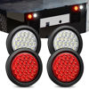 Picture of Nilight 4Inch Round Trailer Tail Light 4PCS White Red Brake Turn Signal Reverse Lights w/Flush Mount Grommets Plugs IP67 Waterproof for 12V Truck Trailer Bus RV Camper ATV UTV
