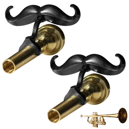 Picture of [2 Pack] Clip-On Mustache For Trumpets & Trombones - Includes Protective Case - Fits All Small Shank Mouthpieces - Perfect Accessory For Young Musicians - Mouthpiece Not Included
