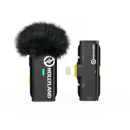 Picture of Hollyland Lark C1 Wireless Lavalier Microphone for iPhone, MFi Certified, Plug and Play, Noise Cancelling Wireless Lapel Mic with 656ft Transmission, Compatible with iPhone, iPad, Solo-Black