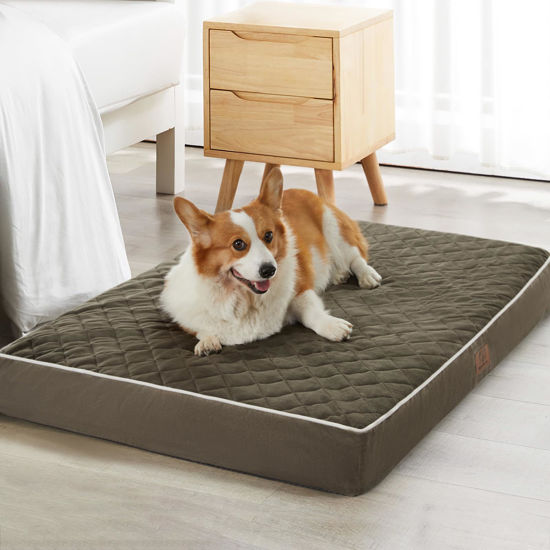 Picture of WNPETHOME Washable Dog Beds Large Sized Dog, Extra Large Dog Crate Bed with Removable Washable Cover & Anti-Slip Bottom, Multi-Needle Quilting XXL Dog Bed for Crate (Dark Green 47x29x3.5 inch)