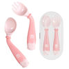 Picture of Deejoy Toddler Utensils with Travel Case, Baby Spoons and Forks Set for Self Feeding, Silicone Bendable Handle, Easy Grip Heat-Resistant, Self-feeding Flatware Sets for Kids (Stage 2) Pink