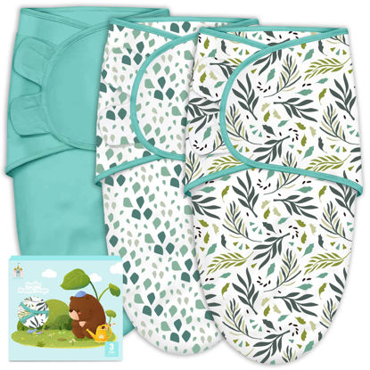 Picture of Cute Castle 3-Pack Baby Swaddle Sleep Sacks - Newborn Swaddle Sack - Ergonomic Baby Swaddles Blanket Warp for Boys and Girls - Baby Essentials (0-3 Months - Green)