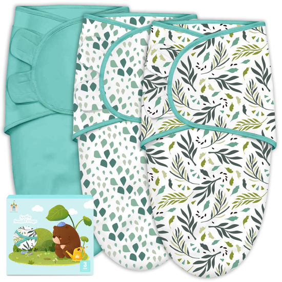 Picture of Cute Castle 3-Pack Baby Swaddle Sleep Sacks - Newborn Swaddle Sack - Ergonomic Baby Swaddles Blanket Warp for Boys and Girls - Baby Essentials (0-3 Months - Green)
