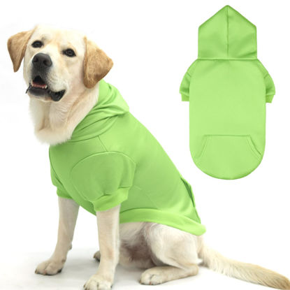 Picture of KOOLTAIL Dog Hoodie, Dog Sweater for Large Dogs with Leash Hole and Pocket, Fall Dog Sweatshirt Soft and Warm, Dog Winter Hooded Coat, Pet Cold Weather Fleece Clothes for Small Medium Dogs, Green L