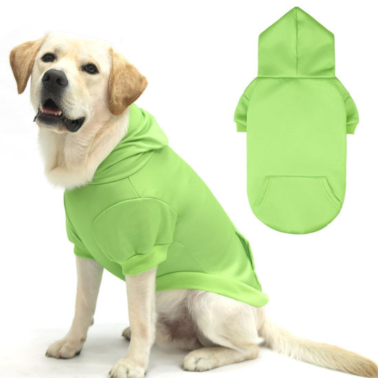 Picture of KOOLTAIL Dog Hoodie, Dog Sweater for Large Dogs with Leash Hole and Pocket, Fall Dog Sweatshirt Soft and Warm, Dog Winter Hooded Coat, Pet Cold Weather Fleece Clothes for Small Medium Dogs, Green L