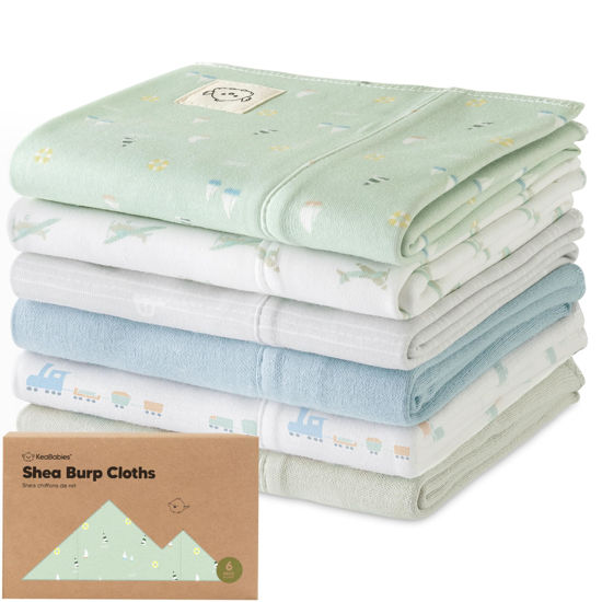 Picture of Organic Burp Cloths Baby Girl, Boy - 6-Pack Large Baby Burp Cloths, Super Absorbent Burping Cloths for Babies, Soft & Plush Cotton Burp Cloth, Spit Up Burp Rags, Newborn Burp Clothes (Vessels)