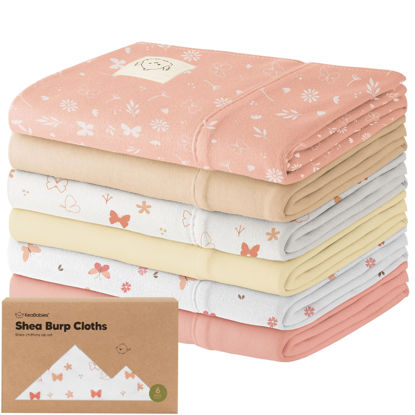 Picture of Organic Burp Cloths Baby Girl, Boy - 6-Pack Large Baby Burp Cloths, Super Absorbent Burping Cloths for Babies, Soft & Plush Cotton Burp Cloth, Spit Up Burp Rags, Newborn Burp Clothes (Butterflies)