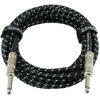 Picture of GLS Audio Instrument Cable - 1/4 Inch TS to 1/4 Inch Instrument Cable for Bass/Electric Guitar- Black/Grey Braided Tweed, 20ft