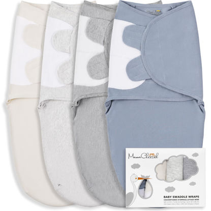 Picture of Mama Cheetah Baby Swaddle Sack, Organic Cotton Swaddle Blanket, Adjustable Swaddle Sleep Sacks, Easy Swaddles for Boy Girl 0-3 Month, Baby Essentials, 4-Pack, Melange