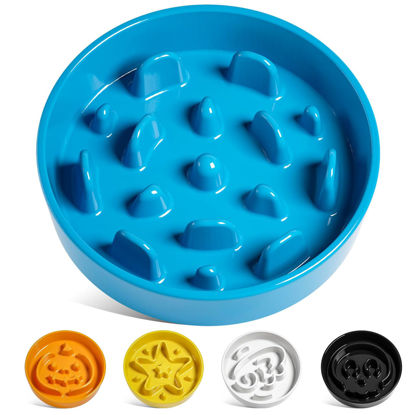 Picture of LE TAUCI Slow Feeder Dog Bowls Ceramic, 1.5 Cups Slow Eater Bowl for Dogs, Puppy Slow Feeder Bowl for Fast Eaters, Dog Dishes to Slow Down Eating, Maze Dog Bowl, Vortex Blue