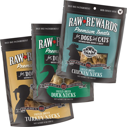 Picture of Northwest Naturals Freeze-Dried Raw Rewards Variety Pack for Dogs & Cats - Duck (4 Oz), Chicken (5 Oz), Turkey (6 Oz) - Healthy, 1 Ingredient, Human Grade Ingredients, Natural - (Pack of 3)