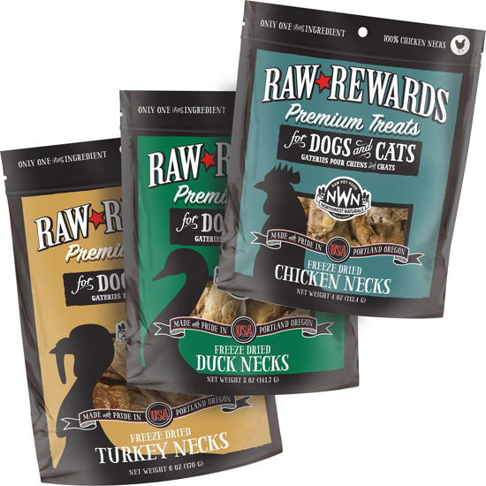 Picture of Northwest Naturals Freeze-Dried Raw Rewards Variety Pack for Dogs & Cats - Duck (4 Oz), Chicken (5 Oz), Turkey (6 Oz) - Healthy, 1 Ingredient, Human Grade Ingredients, Natural - (Pack of 3)