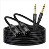 Picture of Twozoh XLR Male to 1/4 Inch Jack TRS Cable 3.3FT 2 Pack, Balanced 6.35mm Plug to 3 pin XLR Male, Quarter inch to XLR Stereo Guitar Cable (Professional/HiFi)
