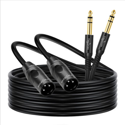 Picture of Twozoh XLR Male to 1/4 Inch Jack TRS Cable 3.3FT 2 Pack, Balanced 6.35mm Plug to 3 pin XLR Male, Quarter inch to XLR Stereo Guitar Cable (Professional/HiFi)