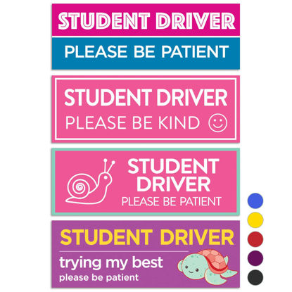 Picture of Rio Salto New Driver Magnet for Car Reflective Please Be Patient Signs for Car Student Driver Magnetic Safety Signs Novice Driver Warning Vehicle Bumper Sticker Removable Cute Teenage Girl