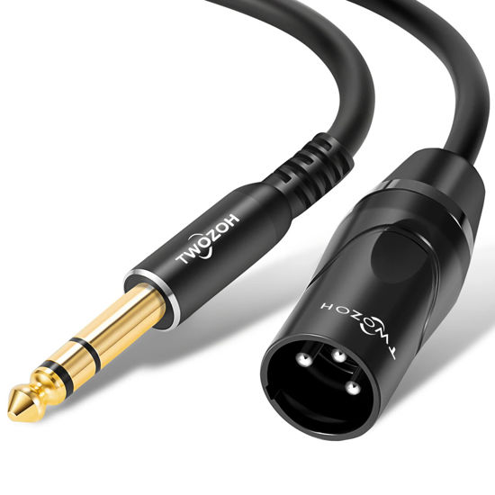 Picture of Twozoh XLR Male to 1/4 Inch Jack TRS Cable, Balanced 6.35mm Plug to 3 pin XLR Male, Quarter inch to XLR Stereo Male to Male Guitar Cable 1FT (Profesional/HiFi)