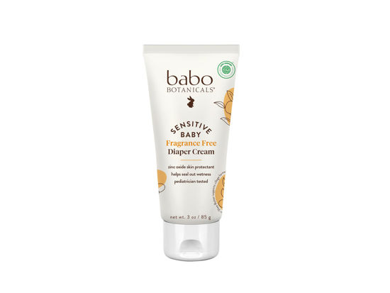 Picture of Babo Botanicals Sensitive Baby Fragrance-Free Diaper Cream - 25% Natural Zinc Oxide - Calendula, Shea & Cocoa Butter - EWG Verified - Vegan- From birth on