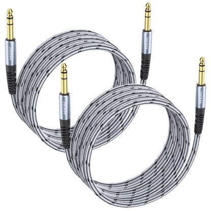Picture of JOLGOO 1/4 Inch TRS Instrument Cable 15 FT 2-Pack, Quarter inch Audio Cable, 6.35 Balanced Interconnect Line for Electric Guitar, Bass, Keyboard, Mixer, Amplifier, Speaker, Electric Mandolin