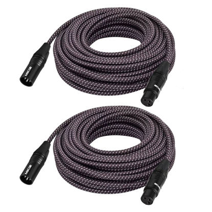 Picture of MIKIZ 50ft XLR Cables Braided 50 ft 2 Pack - Anti-Tangling Premium XLR Patch Cables Male to Female 3 Pin