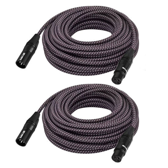 Picture of MIKIZ 50ft XLR Cables Braided 50 ft 2 Pack - Anti-Tangling Premium XLR Patch Cables Male to Female 3 Pin