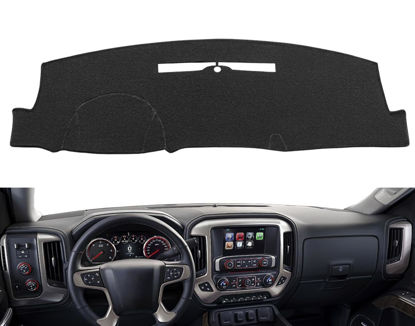 Picture of Dash Cover Custom Fit for 2014-2018 Chevy Chevrolet Silverado/GMC Sierra 1500,2015-2019 Chevy Silverado/GMC Sierra 2500HD 3500HD, Dashboard Mat no Forward Collision Warning (14-18,Black) Y32