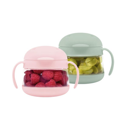 Picture of Ubbi Tweat No Spill Snack Container for Kids, BPA-Free Tritan, Toddler Snack Container, Sage & Pink