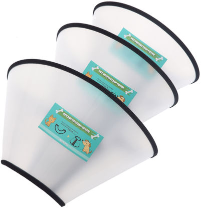 Picture of GLADOG Soft Dog Cone Collar, 3 PCS (XL is Only 1 PCS) Flexible Plastic Cone for Dogs After Surgery, Dog Recovery Collar, Adjustable E-Collar for Large/Medium/Small Dogs Cat, Comfy Elizabethan Collar
