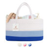 Picture of luxury little Diaper Caddy Organizer, Large Cotton Rope Nursery Basket, Changing Table Organizer for Baby Diaper Storage, Portable Car Organizer with Removable Divider, Baby Shower Gifts - Blue