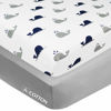 Picture of American Baby Company 2 Pack Fitted Crib Sheets 28" x 52", Soft Breathable Neutral 100% Cotton Jersey Sheet, Navy Whale and Gray, for Boys and Girls, Fits Crib and Toddler Bed mattresses