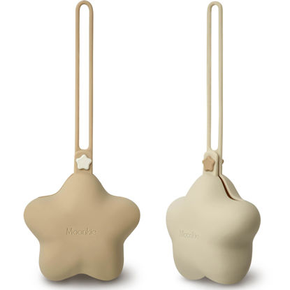 Picture of Moonkie Silicone Pacifier Holder Case, Cute Portable Pacifier Storage Case, 2 Pack