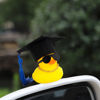 Picture of wonuu Car Dashboard Decor Graduation Hat Rubber Duck, Car Ducks Ornaments with Mini Hat Necklace Sunglasses Scarf (Blue)