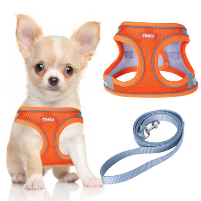 Picture of YIMEIS Dog Harness and Leash Set, No Pull Soft Mesh Pet Harness, Reflective Adjustable Puppy Vest for Small Medium Large Dogs, Cats (Orangeblue, Medium (Pack of 1))